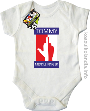 Tommy Middle Finger - body dziecięce - białe
