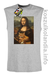 Mona Lisa z kotem - Bezrękawnik męski melanż 