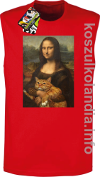 Mona Lisa z kotem - Bezrękawnik męski czerwony 