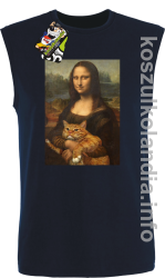 Mona Lisa z kotem - Bezrękawnik męski granatowy 