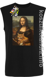 Mona Lisa z kotem - Bezrękawnik męski czarny 