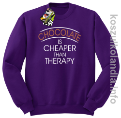 Chocolate is cheaper than therapy - bluza bez kaptura - fioletowy