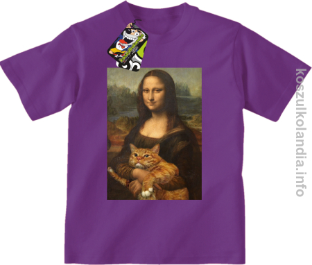 Mona Lisa z kotem - Koszulka dziecięca