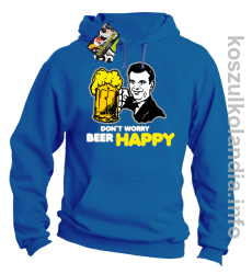 Dont worry beer happy - bluza z kapturem  - niebieska