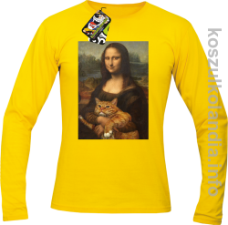 Mona Lisa z kotem - Longsleeve męski żółty 