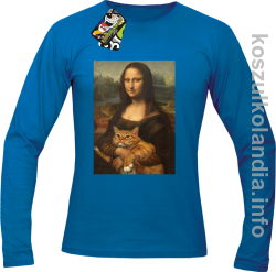 Mona Lisa z kotem - Longsleeve męski niebieska 