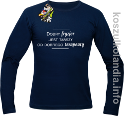 Dobry Fryzjer jest tańszy od dobrego terapeuty - Longsleeve męski - granatowa