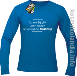 Dobry Fryzjer jest tańszy od dobrego terapeuty - Longsleeve męski - niebieska