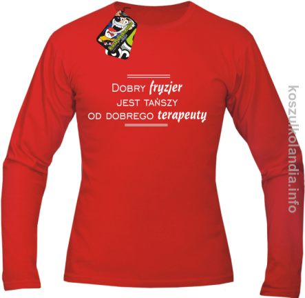 Dobry Fryzjer jest tańszy od dobrego terapeuty - Longsleeve męski - czerwona