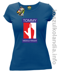 Tommy Middle Finger - koszulka damska - niebieska