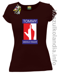 Tommy Middle Finger - koszulka damska - brązowa