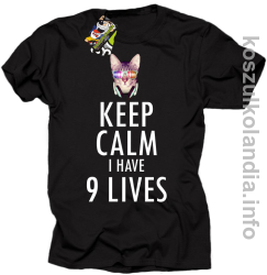 Keep Calm i Have 9 Lives Cat Disco - Koszulka męska czarna 