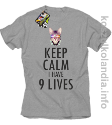 Keep Calm i Have 9 Lives Cat Disco - Koszulka męska melanż 