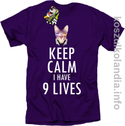 Keep Calm i Have 9 Lives Cat Disco - Koszulka męska fiolet 