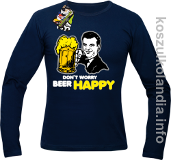 Dont worry beer happy - Longsleeve męski - granatowa