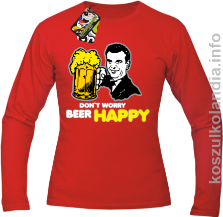 Dont worry beer happy - Longsleeve męski - czerwona