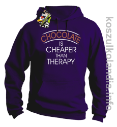 Chocolate is cheaper than therapy - bluza z kapturem - fioletowy