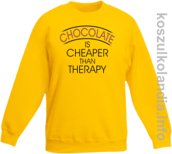 Chocolate is cheaper than therapy - bluza bez kaptura dziecięca - żółty