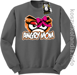 Angry mom - bluza z nadrukiem bez kaptura szara
