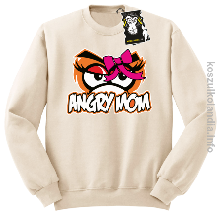 Angry mom - bluza z nadrukiem bez kaptura beżowa