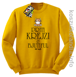 Priti Krejzi and Bjutiful - Bluza męska standard bez kaptura żółta 