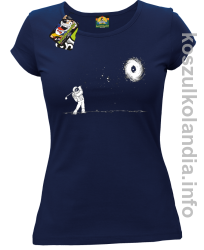 Astro Golfista na księżycu - koszulka damska granat