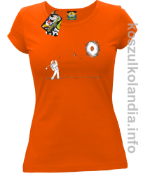 Astro Golfista na księżycu - koszulka damska pomarańcz 