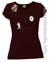 Astro Golfista na księżycu - koszulka damska brąz 