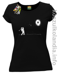 Astro Golfista na księżycu - koszulka damska czarna 