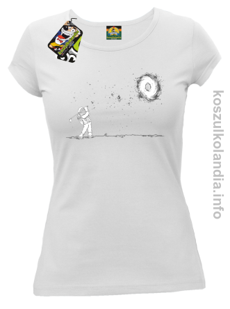 Astro Golfista na księżycu - koszulka damska biała 
