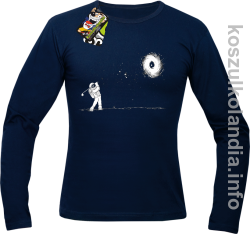 Astro Golfista na księżycu -  Longsleeve męski granat