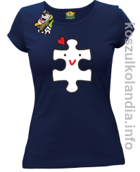 Puzzle love No2 - koszulka damska - granatowa