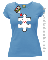 Puzzle love No2 - koszulka damska - błękitna