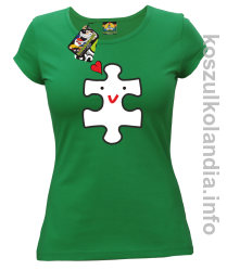Puzzle love No2 - koszulka damska - zielona