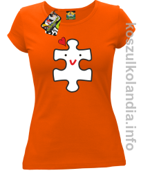 Puzzle love No2 - koszulka damska pomarańczowa