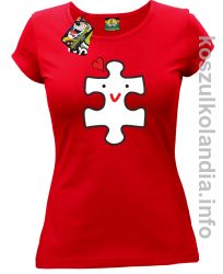 Puzzle love No2 - koszulka damska - czerwona
