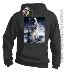 Kosmonauta z deskorolką - Bluza męska z kapturem szara 