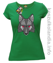 Wilk Geometryczny - Koszulka damska zielona 