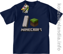 I love minecraft -  koszulka dziecięca - granatowa