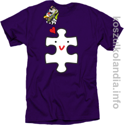 Puzzle love No2 - koszulka męska - fioletowa