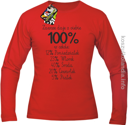 zawsze daję z siebie 100_ w szkole - Longsleeve męski - czerwony