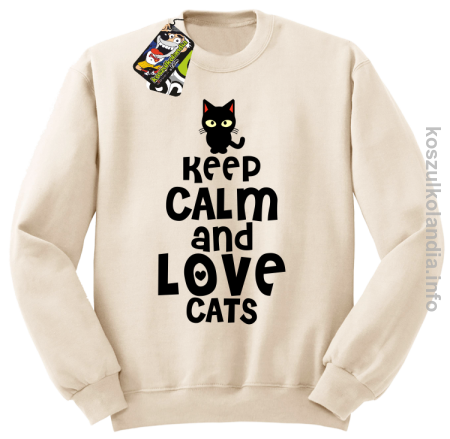 Keep Calm and Love Cats Black Filo - Bluza męska standard bez kaptura 