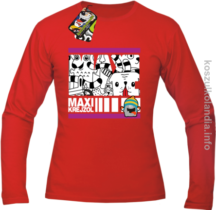 MAXI Krejzol Freaky Cartoon Red Doggy - longsleeve męski - czerwony