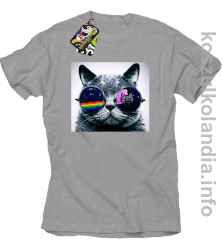 Kot w okularach tęczowo - kotowych - koszulka męska - melanż