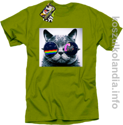 Kot w okularach tęczowo - kotowych - koszulka męska - kiwi