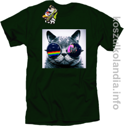 Kot w okularach tęczowo - kotowych - koszulka męska - butelkowa