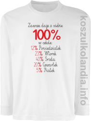 zawsze daję z siebie 100_ w szkole - longsleeve dziecięcy - biały