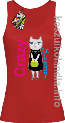 Crazy CAT Lady - Top damski czerwony 