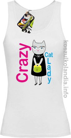 Crazy CAT Lady - Top damski biały 