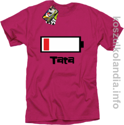 Tata Bateria do ładowania - koszulka męska  - różowa